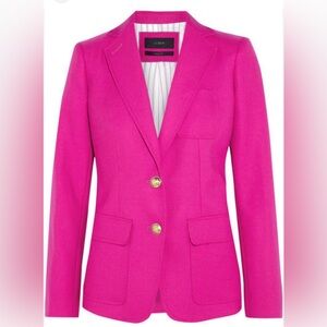 J. Crew Rhodes Wool Twill Blazer Fuchsia with Gold Buttons